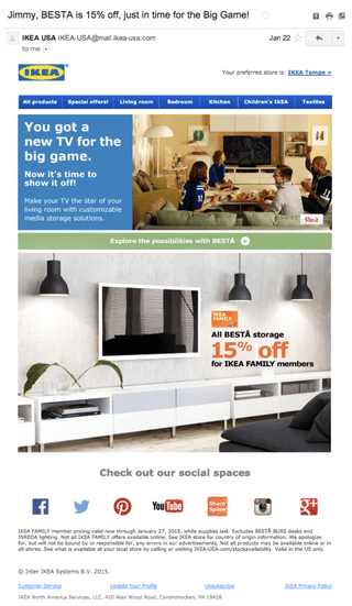 ikea post-purchase engagement email